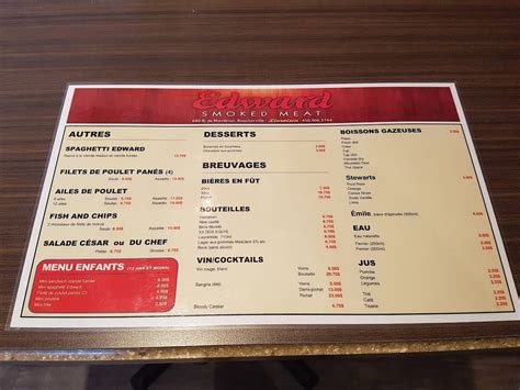 Edward Smoked Meat de Boucherville Carte